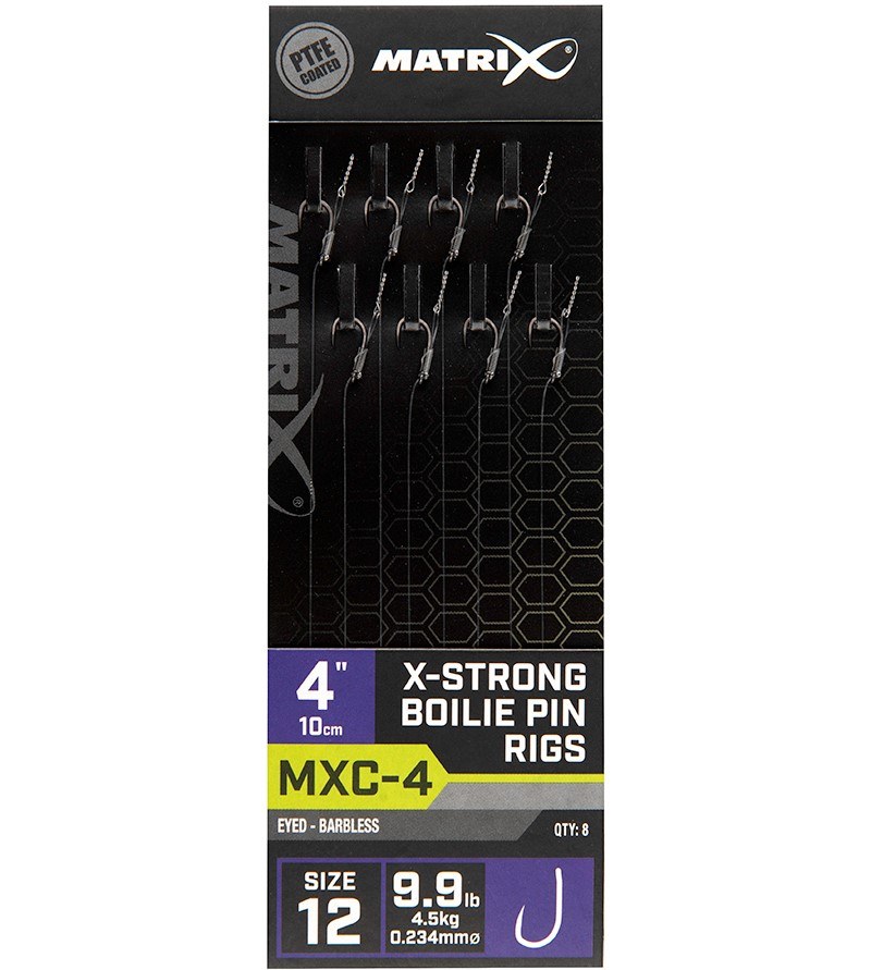 Matrix návazec mxc-4 x-strong boilie pin rigs barbless 10 cm - size 12 0