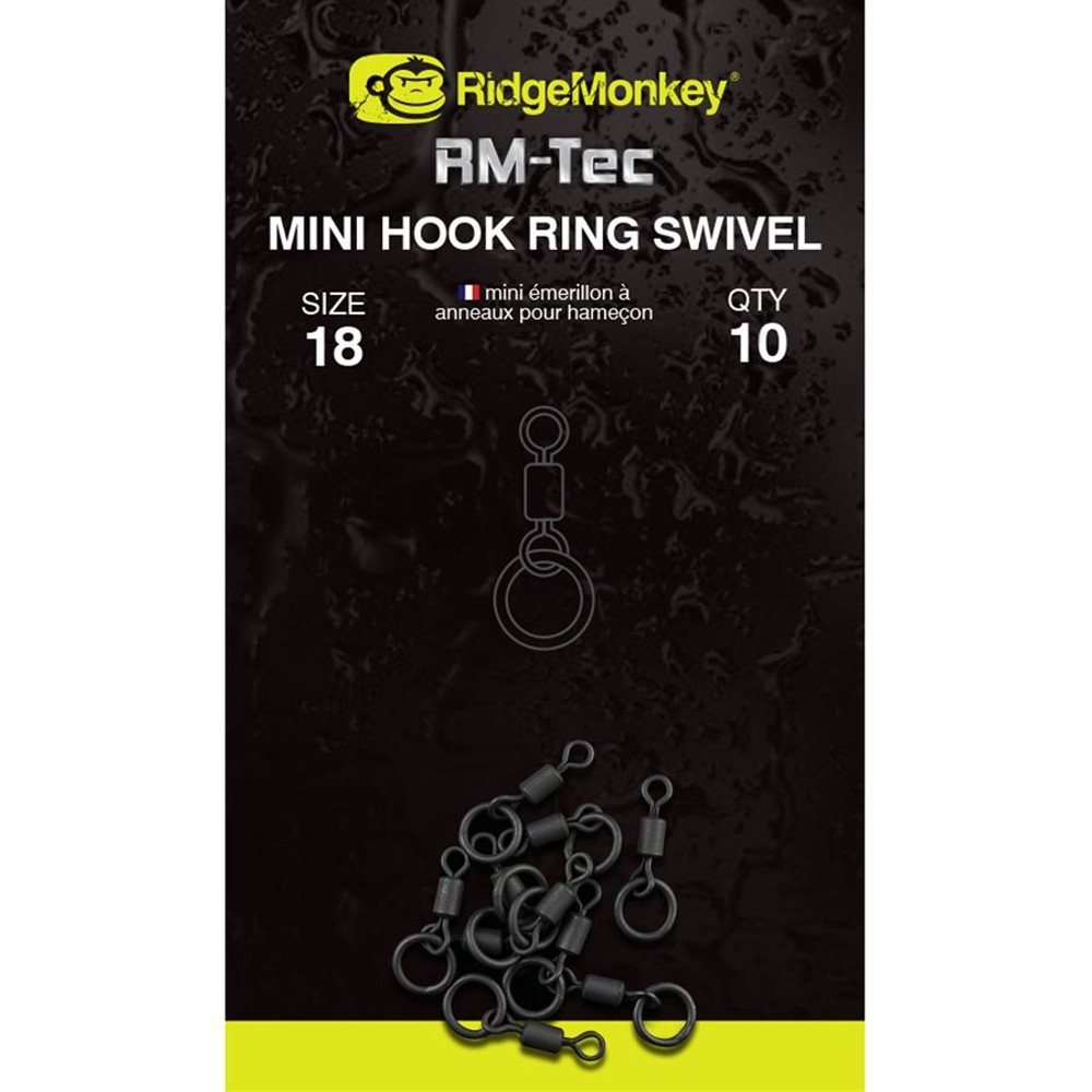 Ridgemonkey obratlík rm-tec mini hook ring swivel 10 ks velikost 18