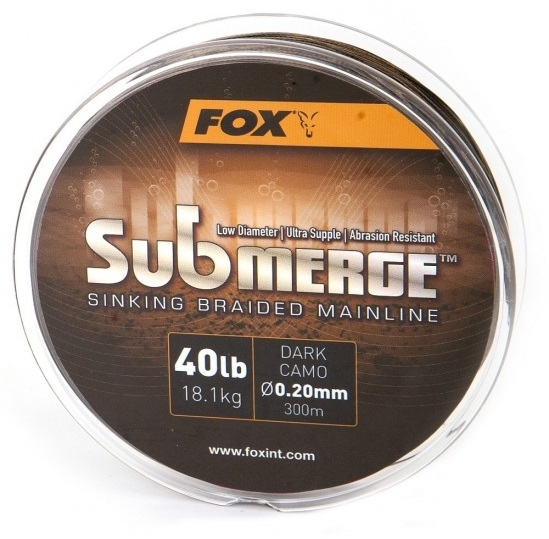 Fox splétaná šňůra submerge sinking braided mainline camo 300 m-průměr 0