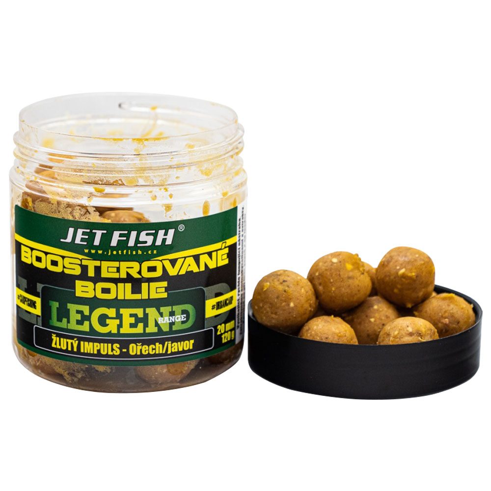 Jet fish boosterované boilie žlutý impuls ořech javor 250 ml - 20 mm