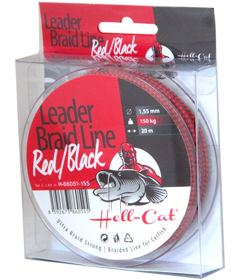 Hell-cat návazcová šňůra leader braid line red black 20 m-průměr 1