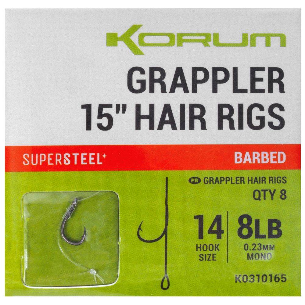 Korum návazec grappler 15” hair rigs barbed 38 cm - velikost háčku 14 průměr 0