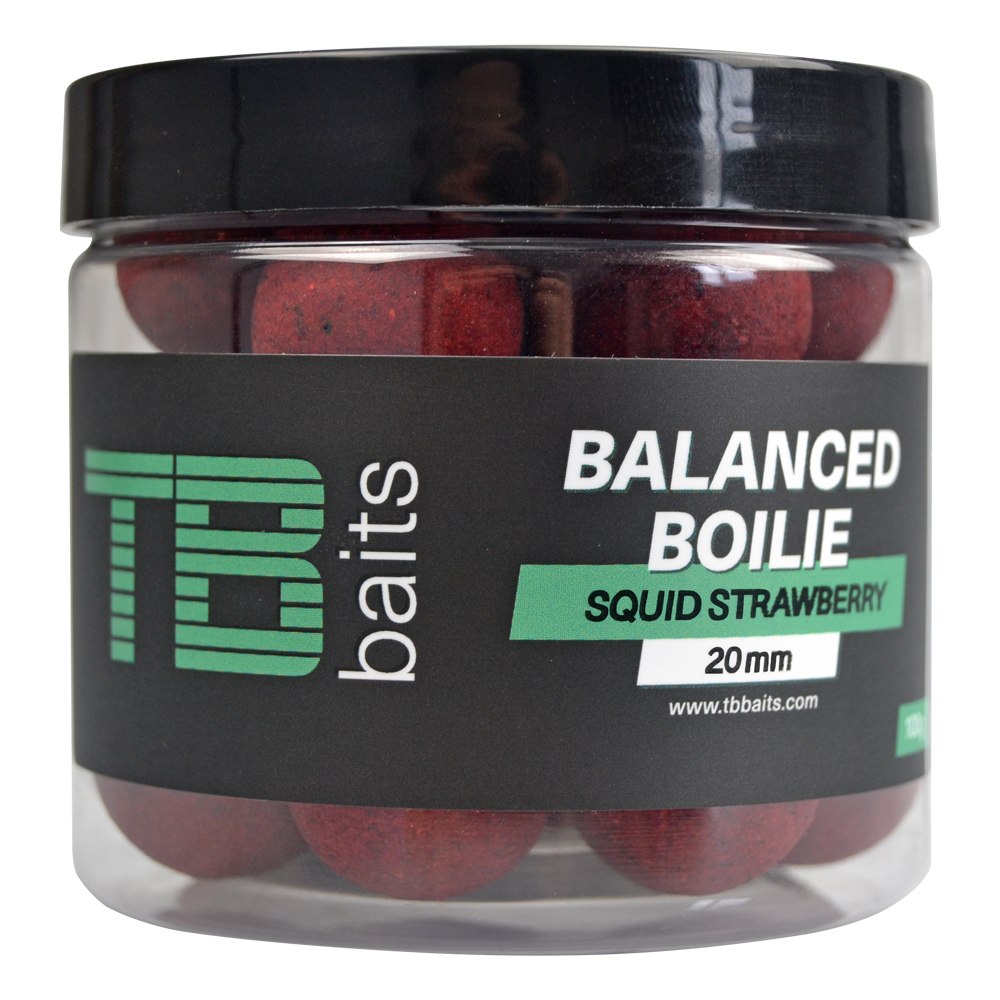 Tb baits vyvážené boilie balanced + atraktor glm squid strawberry 100 g - 24 mm