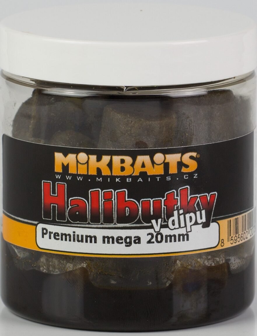 Mikbaits chytací halibutky  v dipu 20 mm 250 ml-švestka halibut