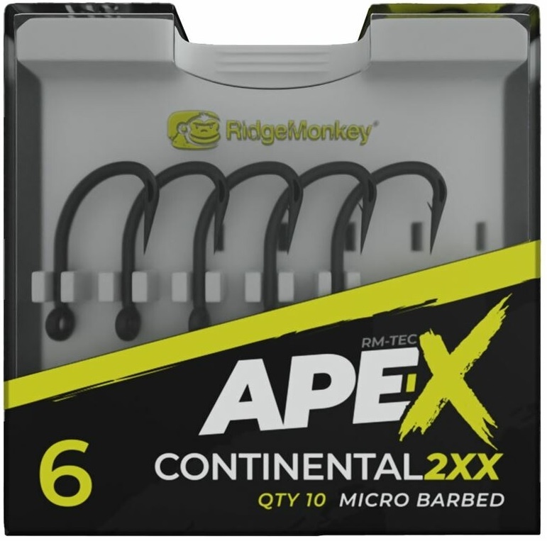 Ridgemonkey háček ape-x continental 2xx barbed 10 ks - velikost 4