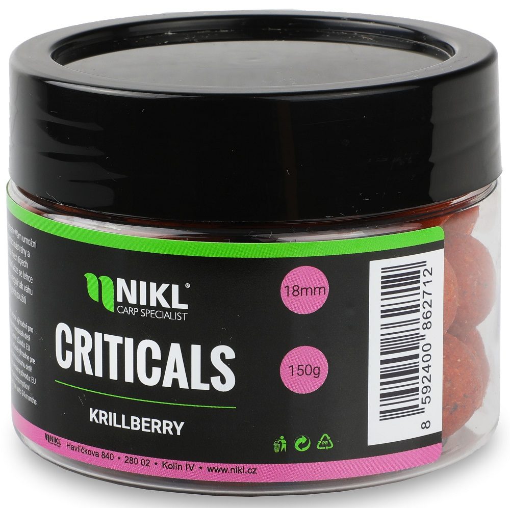 Nikl boilie criticals krillberry 150 g - 18 mm