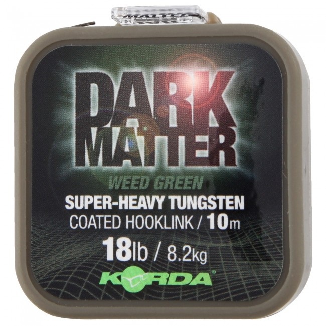 Korda návazcová šňůrka dark matter tungsten coated braid weed green 10 m-průměr 18 lb / nosnost 8