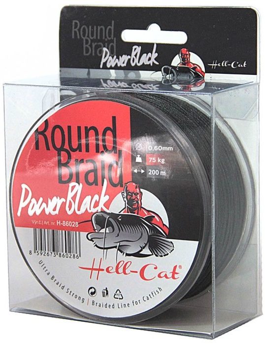 Hell-cat splétaná šňůra round braid power black 200 m-průměr 0