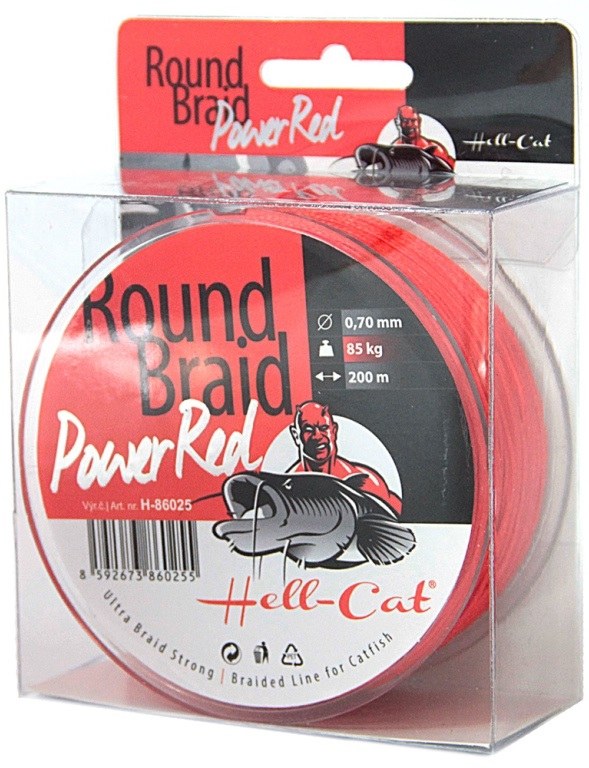 Hell-cat splétaná šňůra round braid power red 200 m-průměr 0