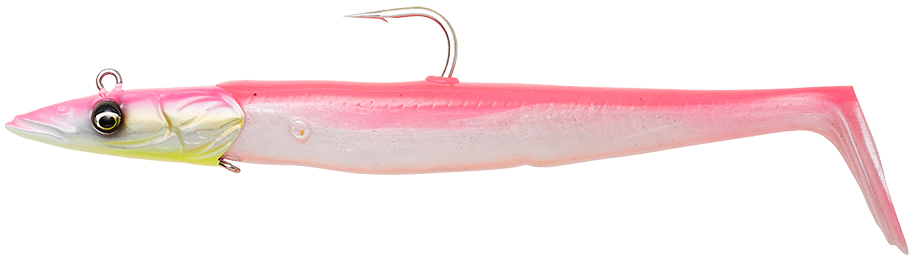 Savage gear gumová nástraha sandeel v2 sinking pink pearl silver 2+1 - 12 cm 22 g