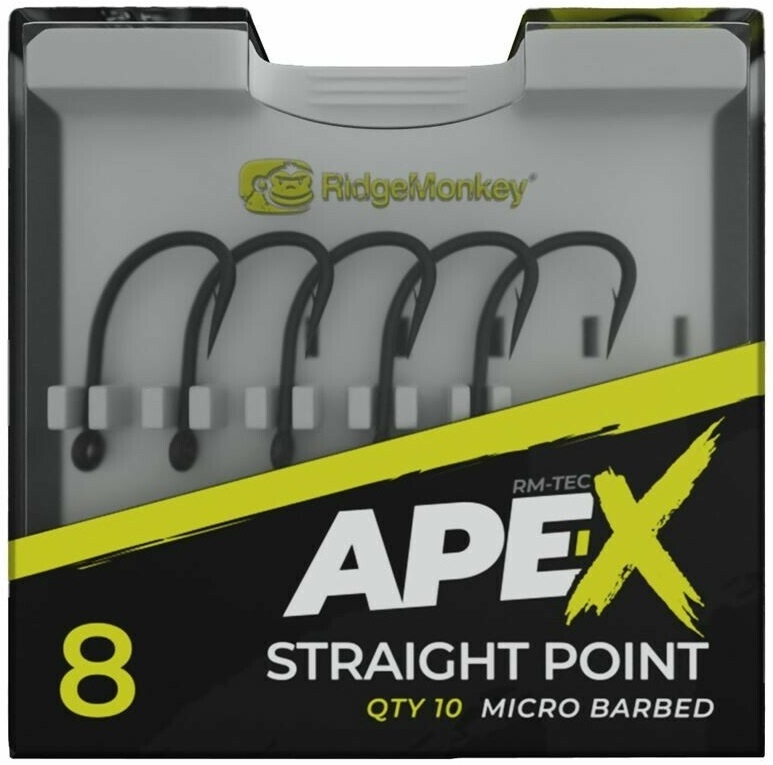 Ridgemonkey háček ape-x straight point barbed 10 ks - velikost 6
