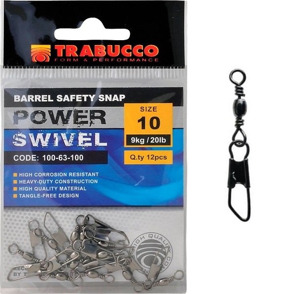 Trabucco obratlík s karabinou barbel safety snap 12 ks-velikost 10