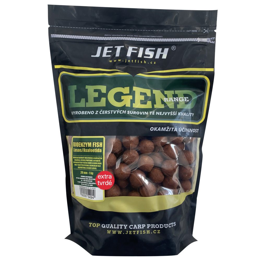 Jet fish extra tvrdé boilie legend range bioenzym fish 250 g - 20 mm
