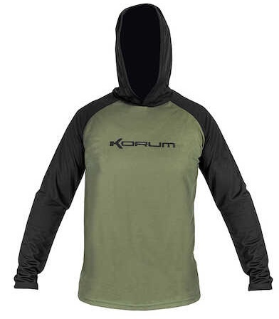 Korum triko hooded dri-active long sleeve t-shirt - xl