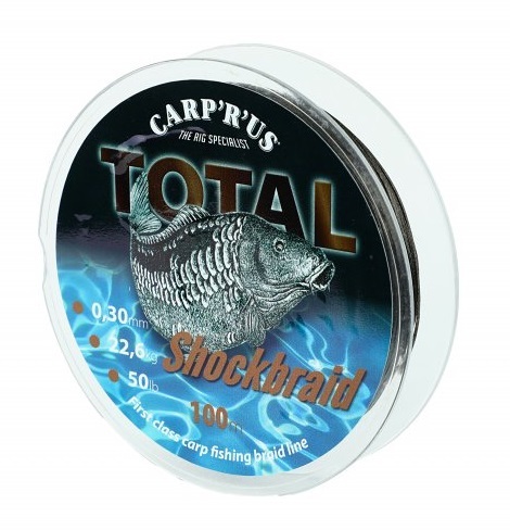 Carp ´r´ us splétaná šňůra total shock braid 100 m hnědá - průměr 0