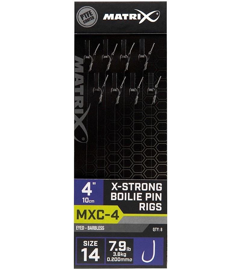 Matrix návazec mxc-4 x-strong boilie pin rigs barbless 10 cm - size 14 0