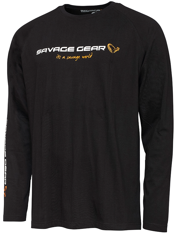 Savage gear triko signature logo long sleeve t shirt black caviar - xxl