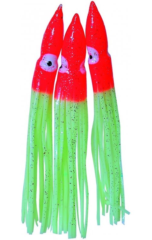Ice fish gumová nástraha chobotnice na návazce fluo červená 18 cm