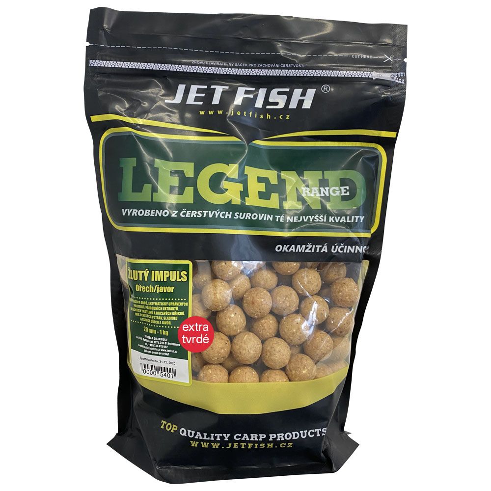 Jet fish extra tvrdé boilie legend range žlutý impuls ořech javor 250 g - 24 mm
