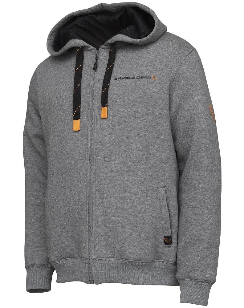 Savage gear mikina classic zip hoodie grey melange - l