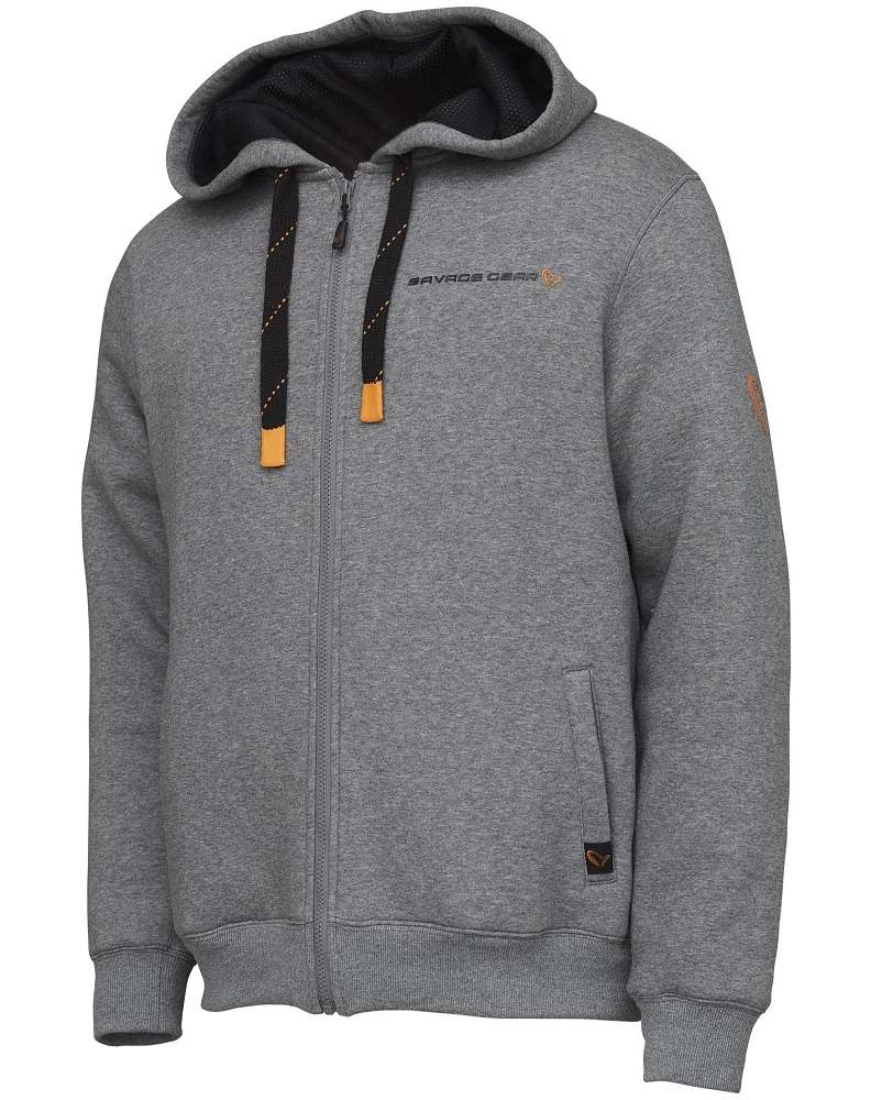 Savage gear mikina classic zip hoodie grey melange - m