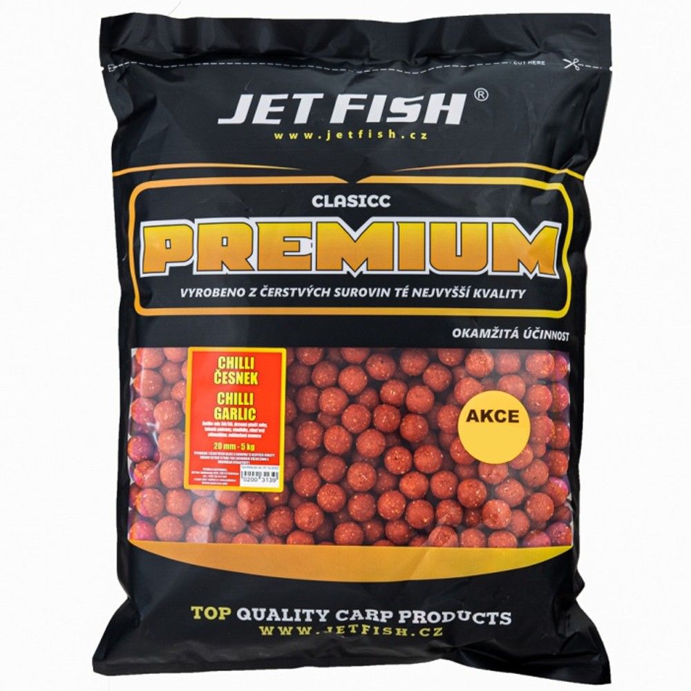 Jet fish boilie premium clasicc 5 kg 24 mm - chilli / česnek