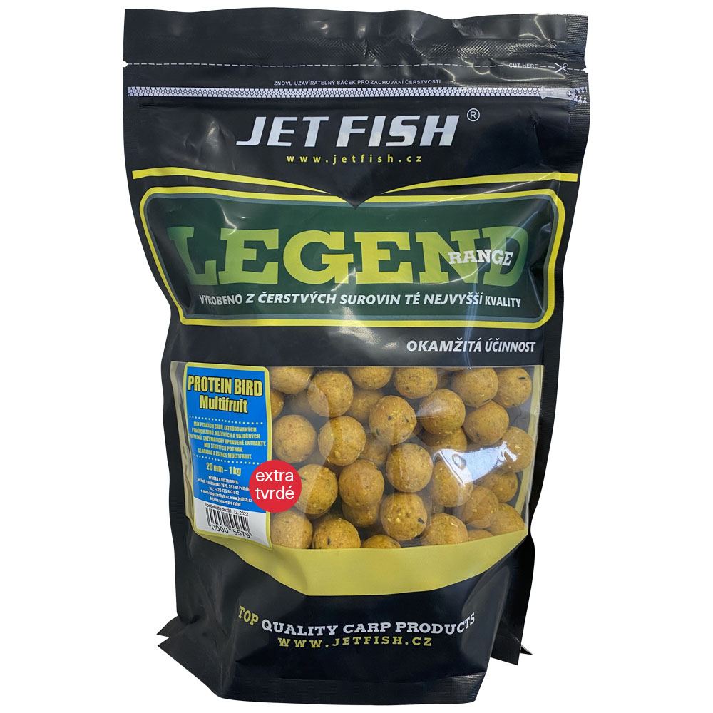 Jet fish extra tvrdé boilie legend range protein bird multifruit 250 g-20 mm