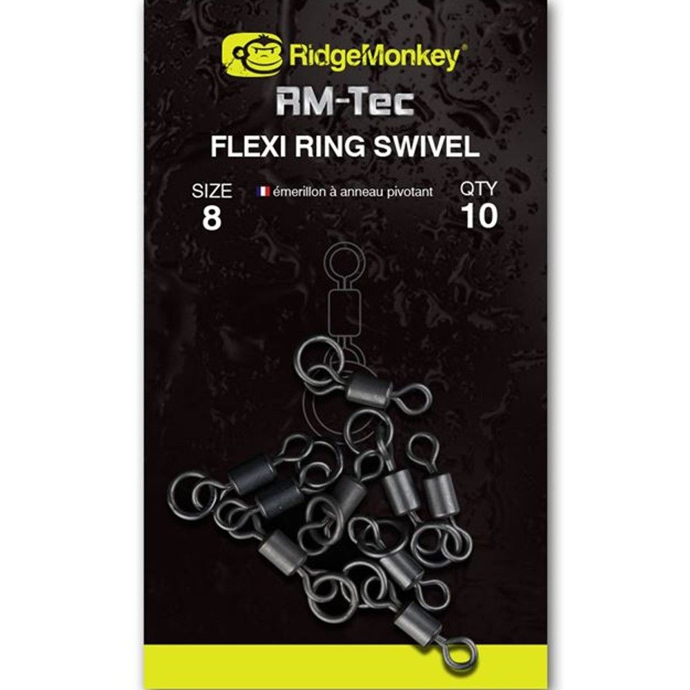 Ridgemonkey obratlík rm-tec flexi ring swivel 10 ks - velikost 8
