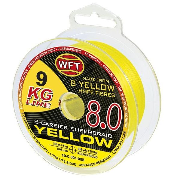 Wft splétaná šňůra kg 8.0 žlutá - 150 m - 0