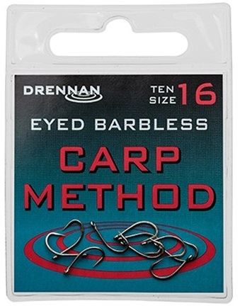 Drennan háčky bez protihrotu eyed carp method barbless - velikost 14