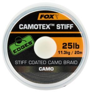 Fox návazcová šňůrka edges camotex stiff 20 m-průměr 20 lb / nosnost 9