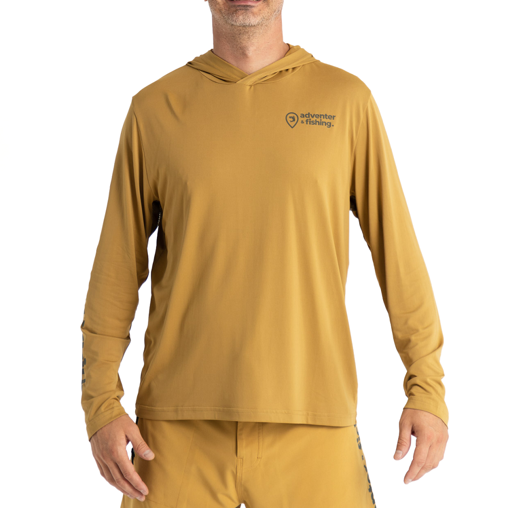 Adventer & fishing funkční hoodie  uv tričko sand - velikost l