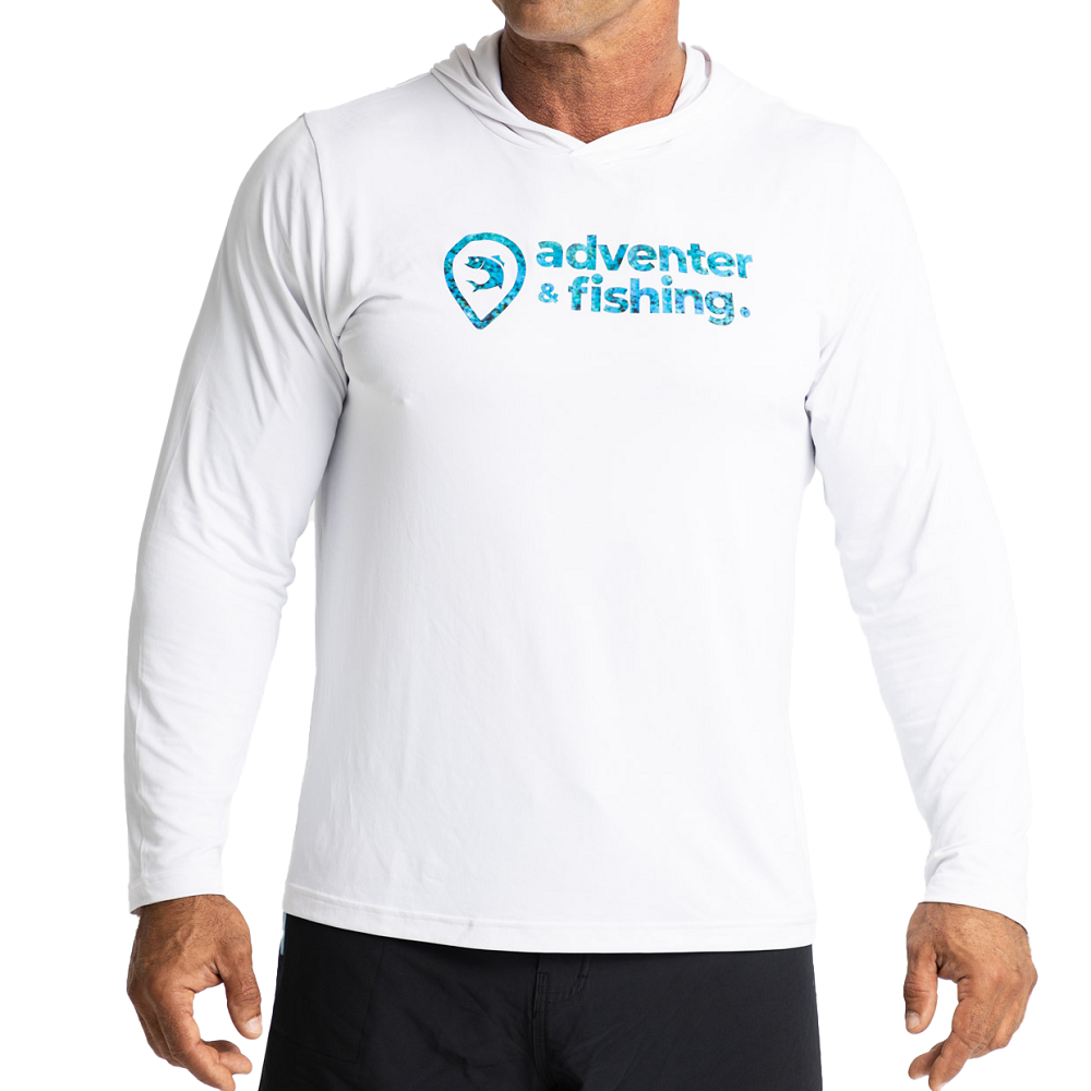 Adventer & fishing funkční hoodie  uv tričko white bluefin - velikost l